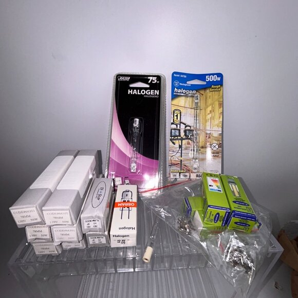 LOT of 16 Halogen Bulbs Assorted Sizes and Watt Sold As-Is See Photos NO RETURNS - Picture 1 of 7